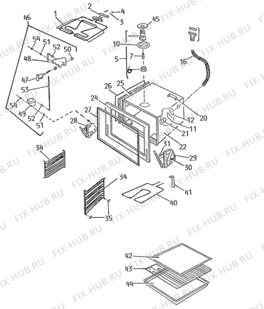 Взрыв-схема комплектующей Elektro Helios SN62 - Схема узла H10 Main Oven Cavity (large)